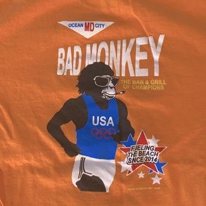 Bad Monkey Gildan Medium Orange T Shirt Ocean City MD